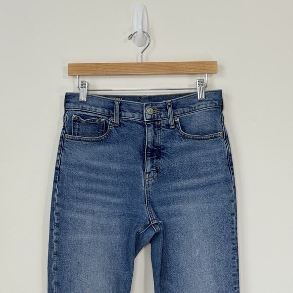 J. Crew Full Length Classic Straight Jeans Size 27 Blue High Rise Raw Hem - Picture 3 of 12